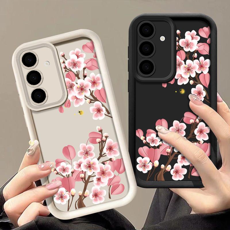 Pink Peach Blossom Soft Case For Samsung Galaxy A16 A15 A56 A55 A54 A25 A35 A53 5G S24 S25 S23 S22 Ultra Plus S24 FE Phone Cover