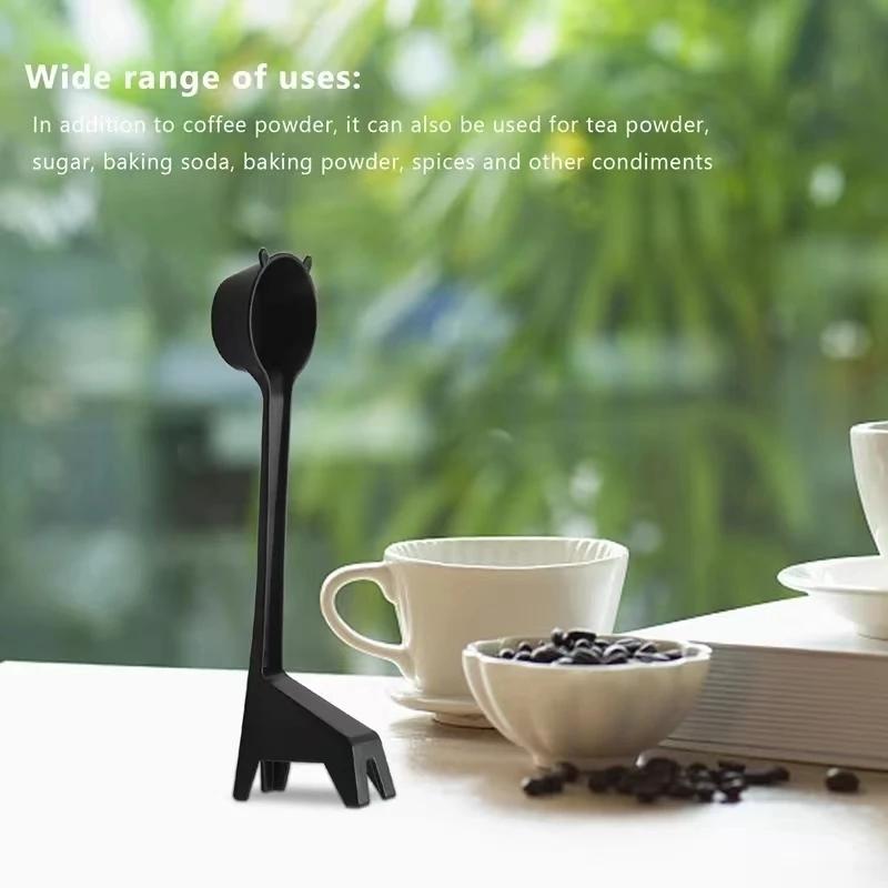 Cartoon Giraffe Shape Coffee Spoon Cute Design Black Powder Quantitative Long Handle Scoops Plastic Coffee Spoons Kitchen Decor