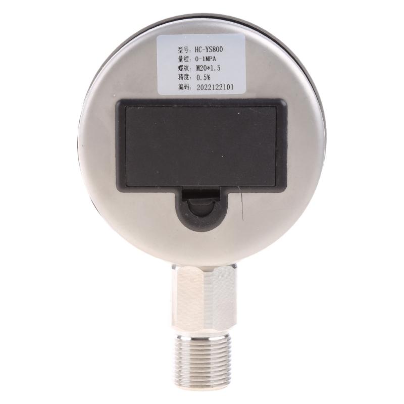 Digital Hydraulic Industrial Pressure Gauge Lower Mount Battery Powered Large LCD Dispaly Reset Function 5 Units Durable