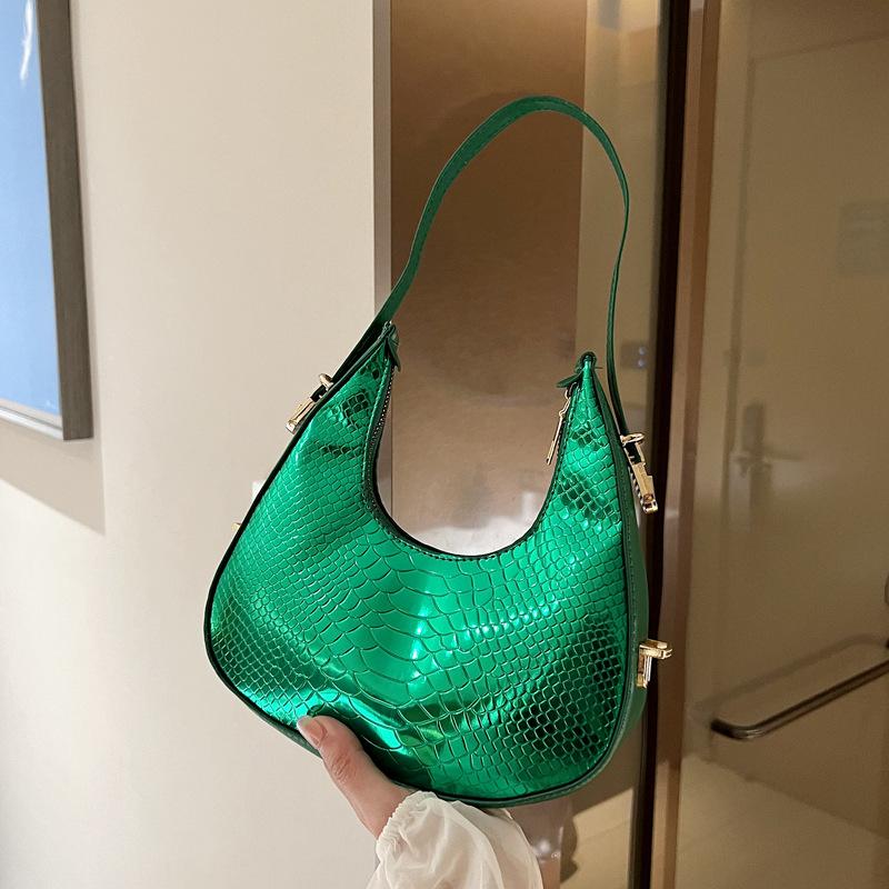 Damen Luxus Design Serpentine Hobo Taschen Design Kleine Handtasche Mode Schulter Unterarm Tasche PU Leder Laser Halbmond Taschen