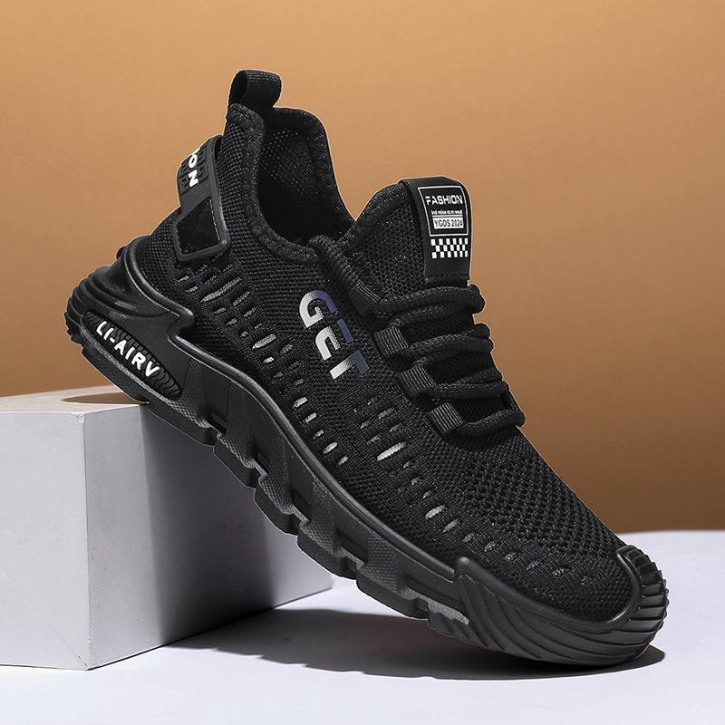 

Мужская обувь 2025 весна новая мода молодежный тренд уличная дорожная повседневная обувь сетчатая удобная спортивная обувь 44 чёрный