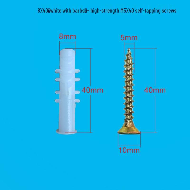 White Barbed Plastic Expansion Tube Curtain Rod Screw Set