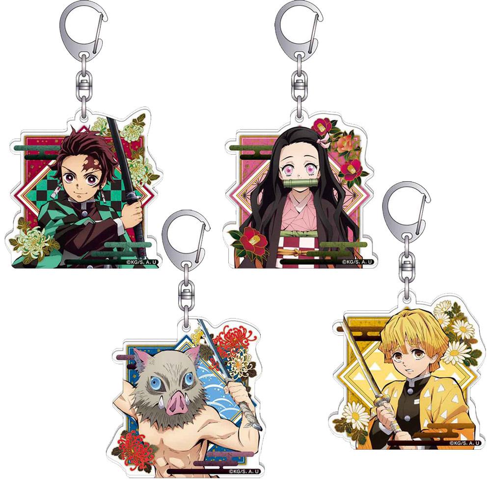 Anime Demon Slayer Keychain Tokitou Muichirou Rengoku Kyoujurou Kanroji Mitsuri Kamado Tanjirou Keyring Bag Car Key Chain Gift