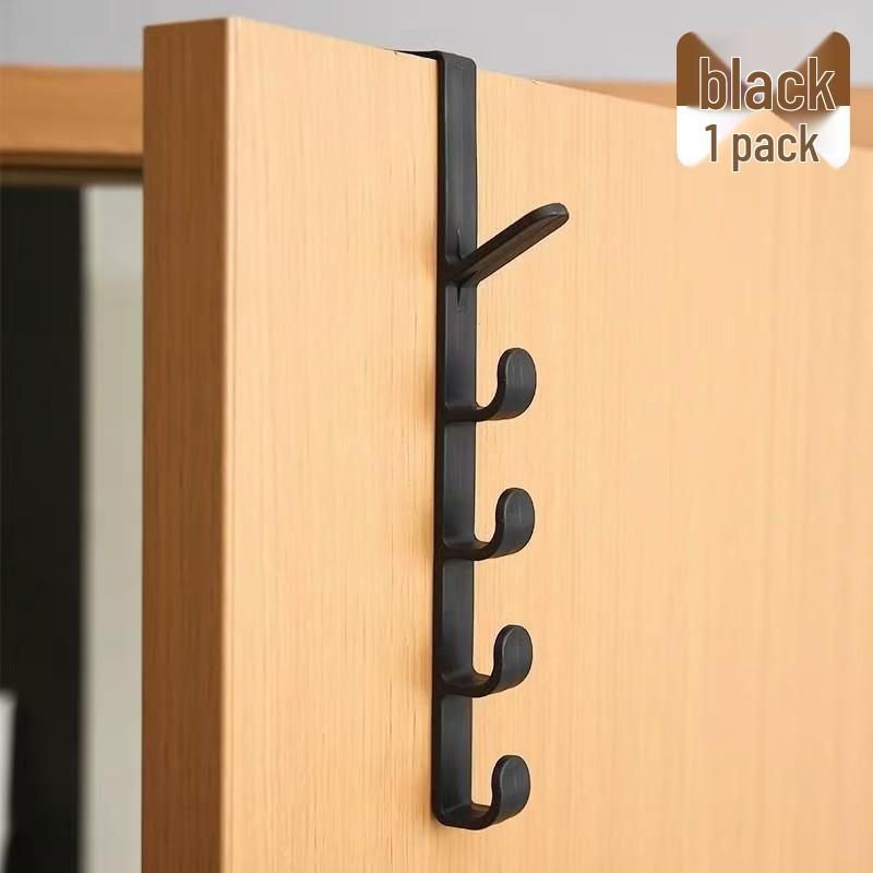 Over-Door Vertical Hooks Clothes & Hat Rack, No-Drill Installation for Bedroom/Dorm Use