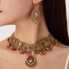 Rhinestone Inlaid Necklace Earrings Set Water Drop Pendant Women Jewelry Set  Bridal