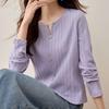 Navava Women BuTTon PoinT SliT Neck Long Sleeve T shirT nT2923