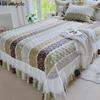 European Style Cotton Floral Wrap Around Ruffle Lace Bed Skirt Sheet Pillowcase Thickened Bed Cover Cotton Quilted Bedspread #/