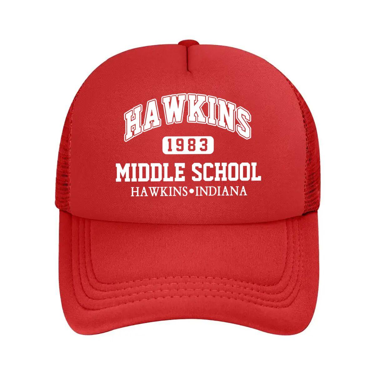 Hawkins Middle School  Text Mesh Baseball Cap Casual Hat Outdoor  For Womens Unisex FeUnisex One Size