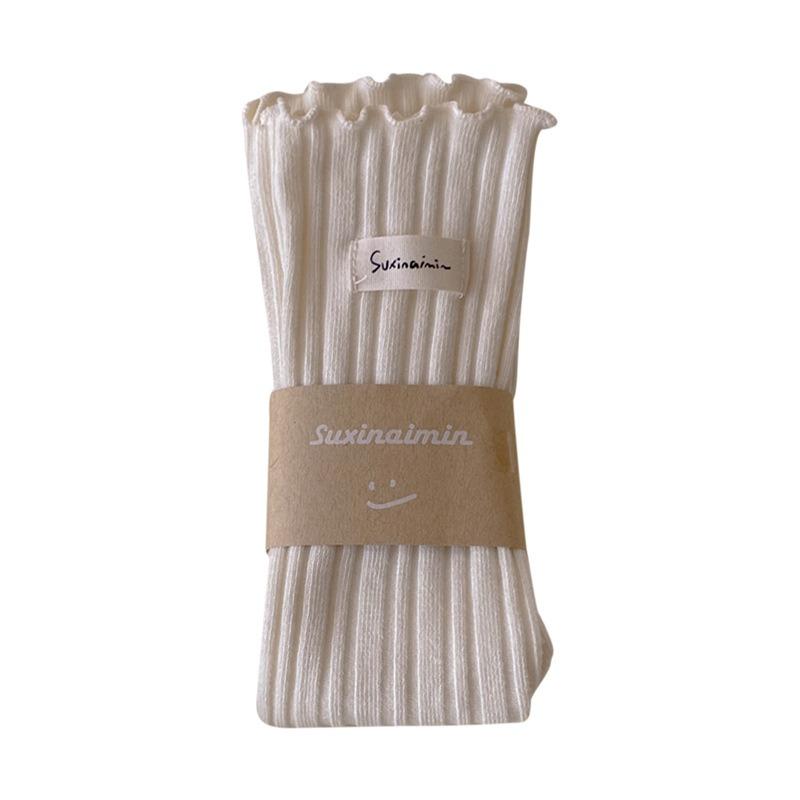 6 Pairs of Female Spring and Autumn New Sweet Wooden Ear Edge Suction Sweat Vertical Tube Stack Socks