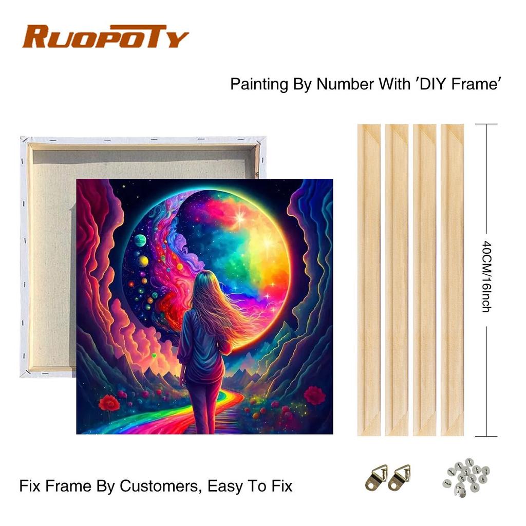 Frame Painting By Numbers For Adults Kits Colorful Picture By Numbers Girl Diy Crafts For Home Decors 40x40