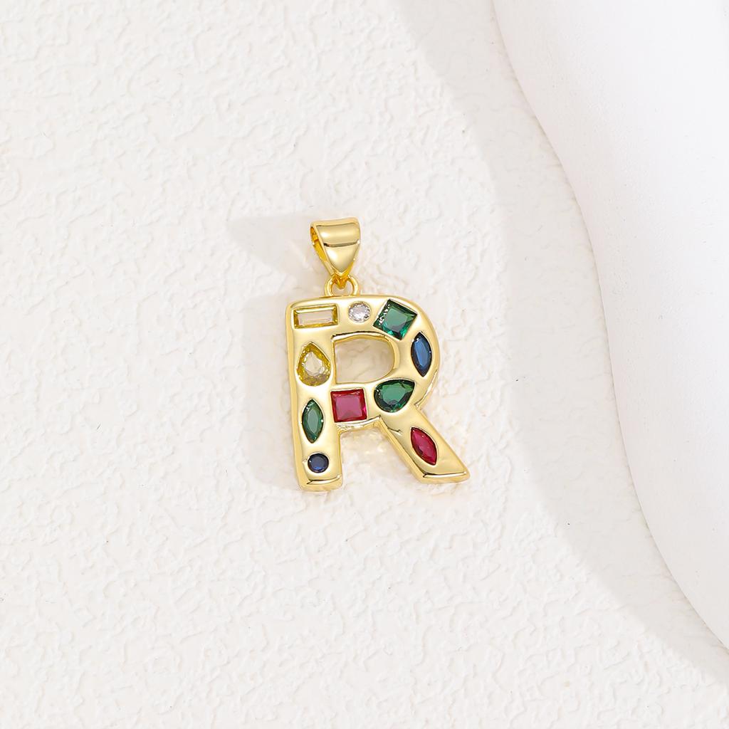 Multicolor Zircon A-Z Letters Pendant Necklace Crystal Water Drop 26 letters Pendant Necklace Gold Plated  Gift for Women