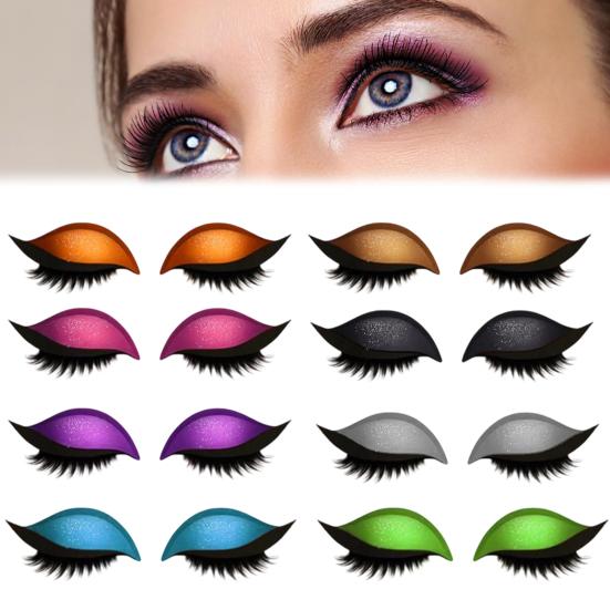 1/2/3/4/5 Pairs Lazy Eye Shadow Eyelash Patch 2-in-1 Eyeshadow Eyelashes Makeup Stickers Reusable Eye Makeup Stickers with False Lashes Shadow