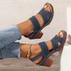 Fashion Summer White Thick High Heel Sandals for Women Plus Size Cross Band Platform Sandles Woman Back Strap Non Slip Beach Sandalias