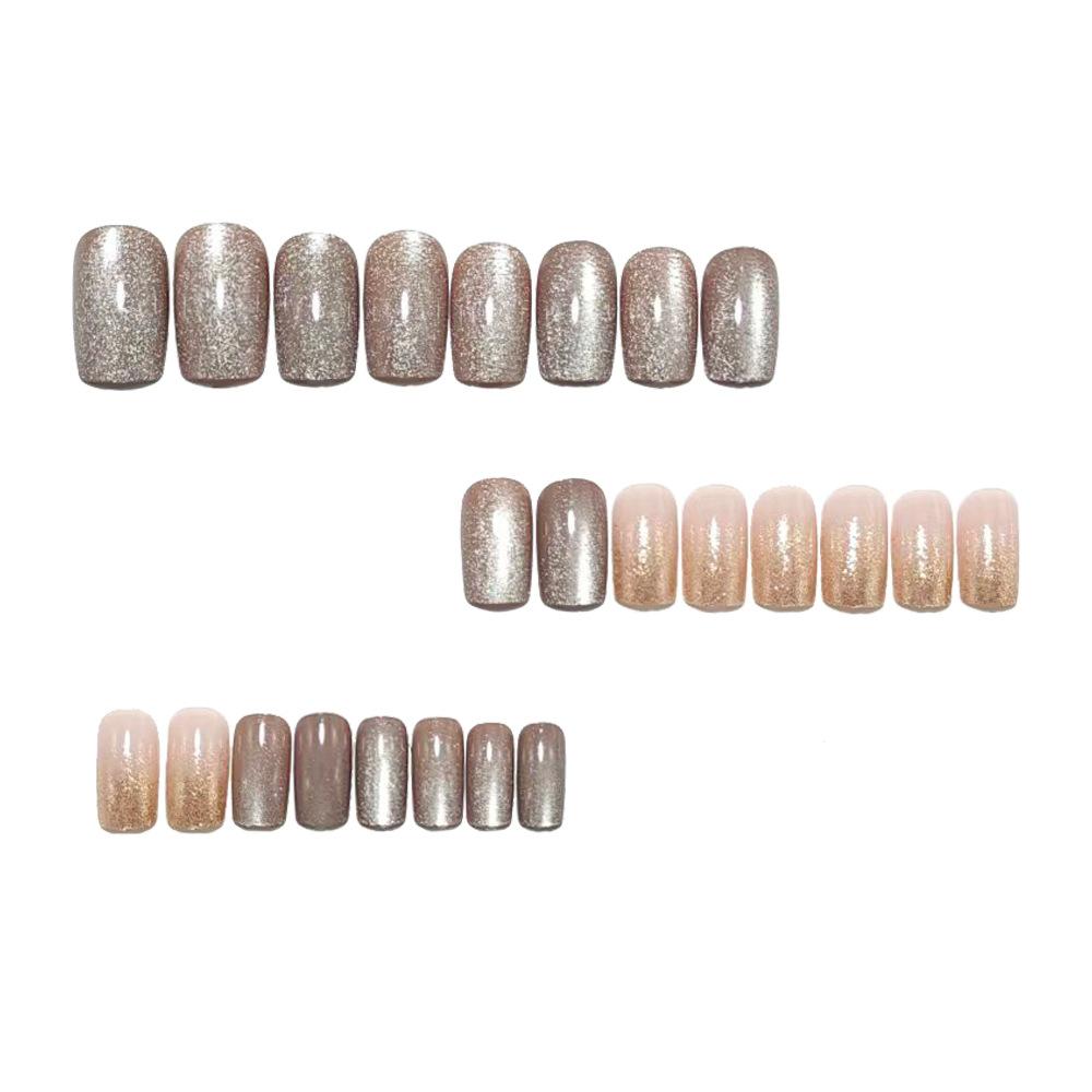 Autumn And Winter New Cat Eye Wearable Nail Art Glitter Medium And Long Nail Art Wearable Fake Nails Manicure