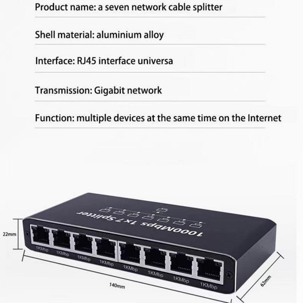 7 Port RJ45 Ethernet Splitter Adapters 1000Mbps Fast speed Networking Expansion For Computers Routers Switches