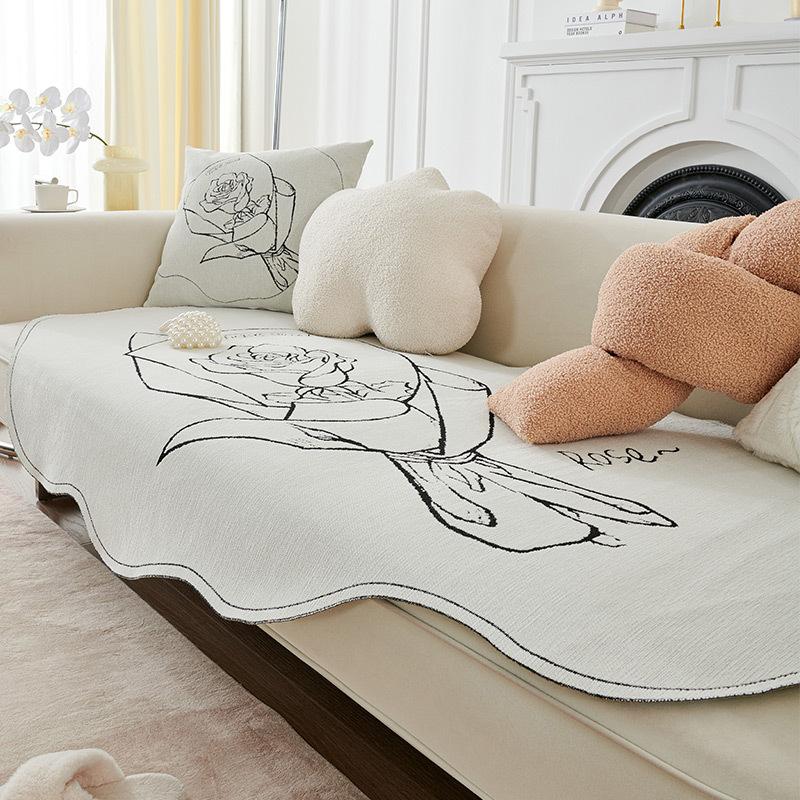 Special-Shaped Chenille Sofa Cushion Four Seasons Universal Non-Slip High-End Sofa Cover Cushion Cover Towel