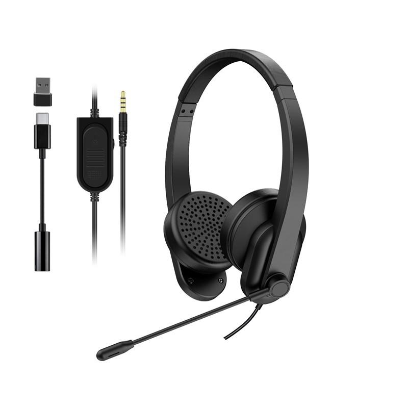 Dual Microphone Wireless Wired Call Center Headset with ENC Noise Reduction & One-Key Mute