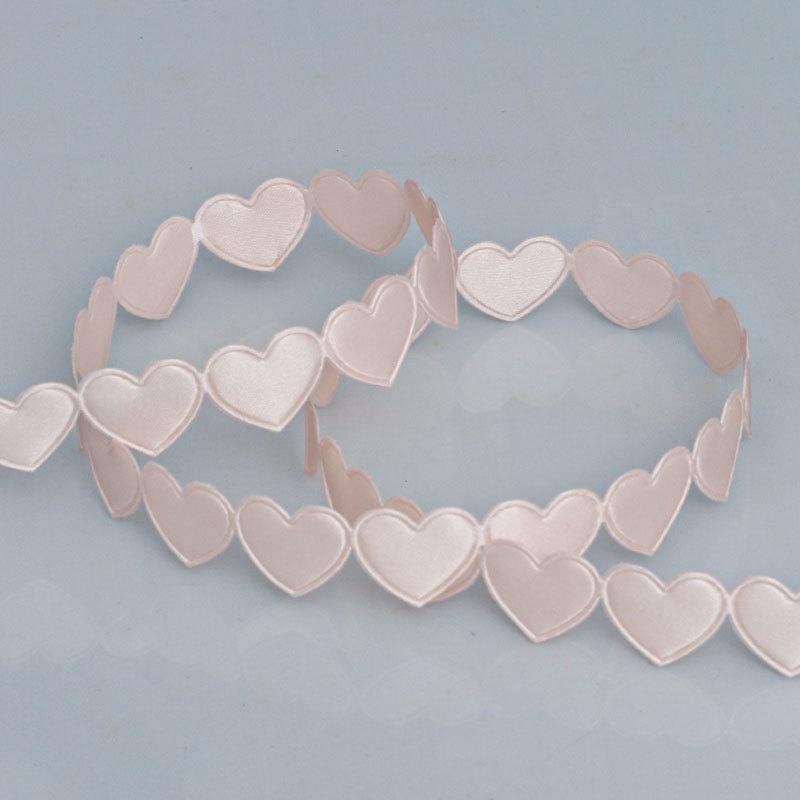 Elegant 1.5cm Heart Polyester Ribbon Flower Ribbon Decorative Materials Peach Heart Ribbon Accessories Gift Boxes Packaging Ribbons Home Decoration