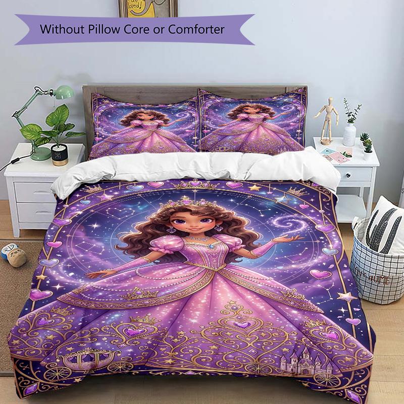 Princess Magical Gown Print 3Pcs Bedding Setduvet Cover With 2 Bedropillowcase Home Birthday Gift