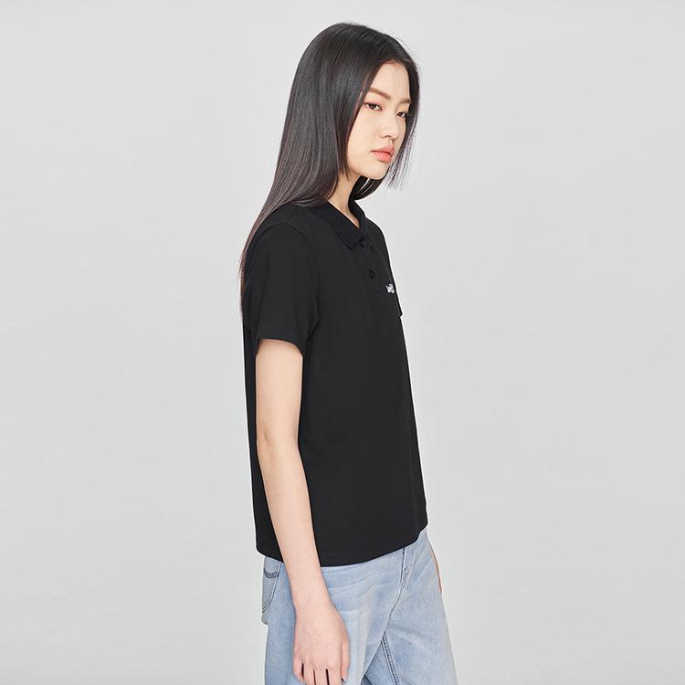 SS25 Standard Embroidered Logo Casual Short Sleeve Polo Shirt Women tops Black LWT009916205143K11000