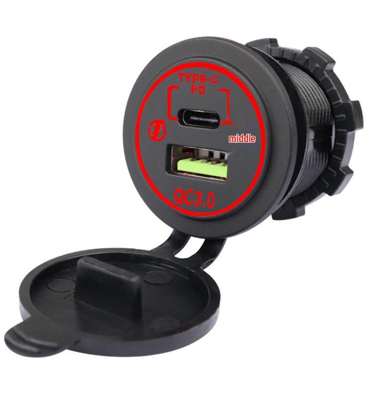Dual Port USB QC+PD Fast Charger for Car and Motorcycle