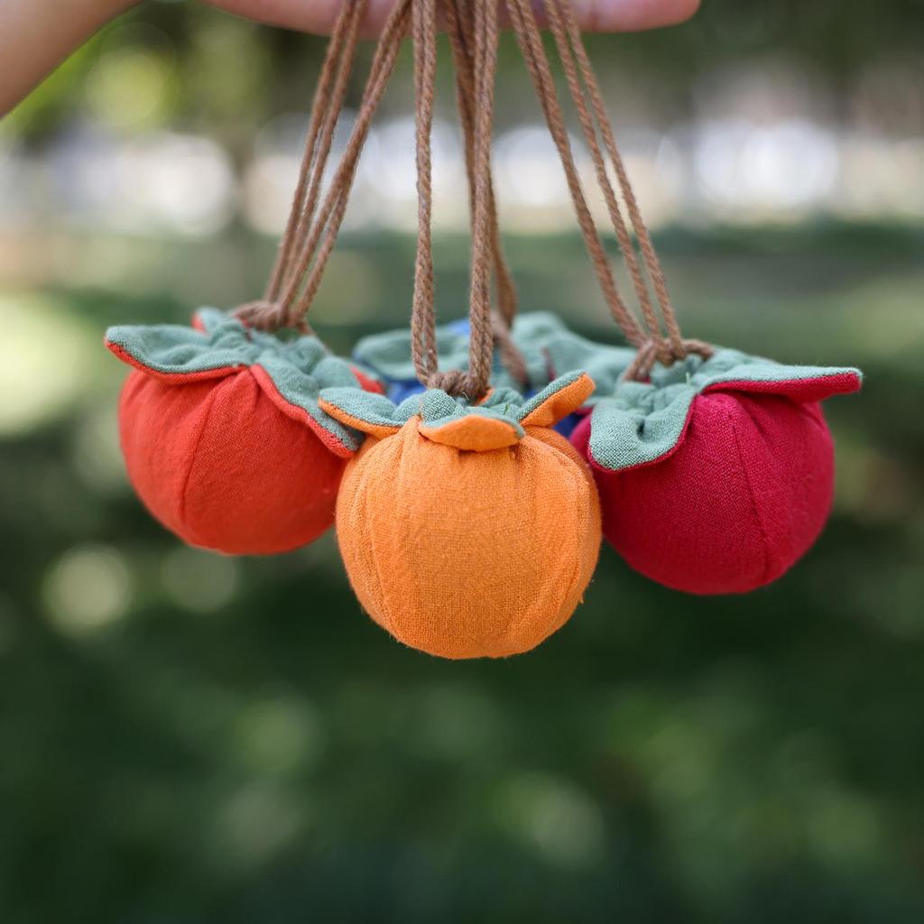 Persimmon Ruyi Scented Sachet: Mosquito Repellent Mugwort Coin Purse & Portable Car Ornament.