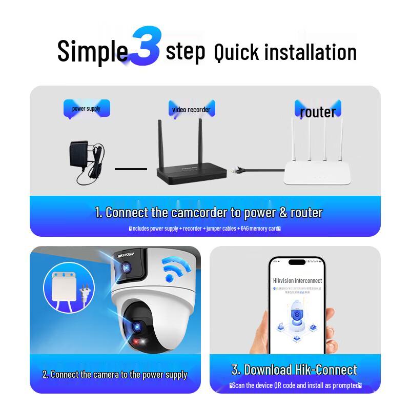 Câmera de Segurança PTZ WiFi de Lente Dupla 8MP Hikvision Plugue CN (adaptador incluso)