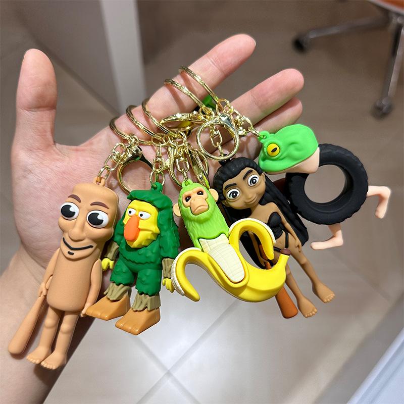 Keychains Italian Brainrot Cartoon Tung Tung Tung Sahur Car Keychain Funny Meme Anime Cute Key Ring Creative PVC Pendant Gifts