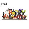 Spooky Halloween Table Centerpieces Happy Wooden Sign Ornaments with Pumpkin Ghost And Bat Elements for Decorations Tiered Tray Decor Autumn
