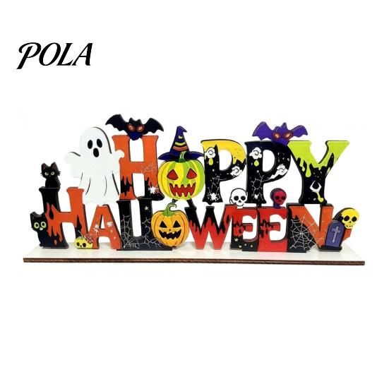 Spooky Halloween Table Centerpieces Happy Wooden Sign Ornaments with Pumpkin Ghost And Bat Elements for Decorations Tiered Tray Decor Autumn