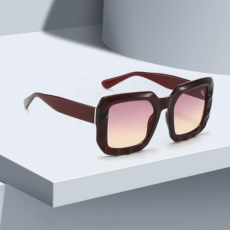 Vintage Women Sunglasses Fashion Square Gradient Lens Brown Black Contrast Design Sun Glasses UV Protection