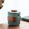 Bluestone Glaze Striped Ceramic Quick Tea Cup One Pot Three Cups Portable Kung Fu Tea Set