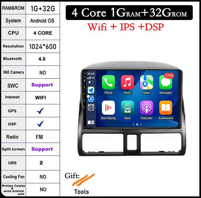 

9-дюймовый для Honda CR V 2 CRV 2001-2006 Android 14 автомобильный радиоприемник мультимедиа видеоплеер GPS навигация 4G Carplay головное устройство