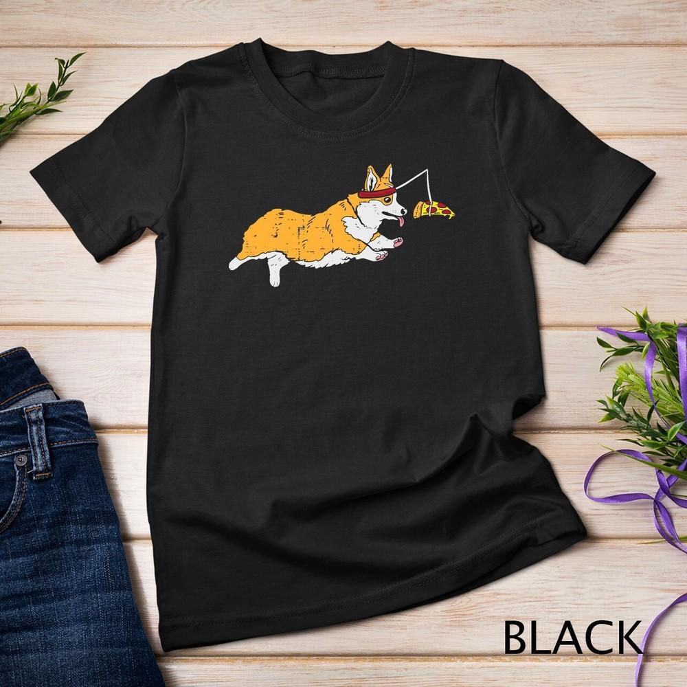 Running Welsh Corgi Pizza Funny Food Lover Dog Owner Gift T-Shirt Unisex T-shirt M