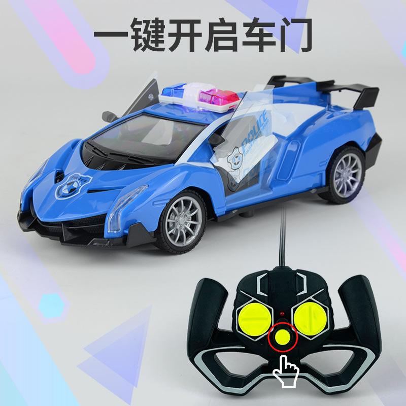 1:22 Rechargeable Five-Way Remote Control Car, Electric Light One-Click Door Opening Simulation Police Car Children'S Toys
