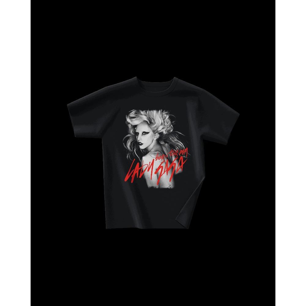 Футболка Lady Gaga  Born This Way  Классический Портрет Красный Мазок, Унисекс Вдохновляющая Поп-Фан Уличная Одежда, 100% Хлопок Повседневный Топ с Коротким Рукавом 4XL