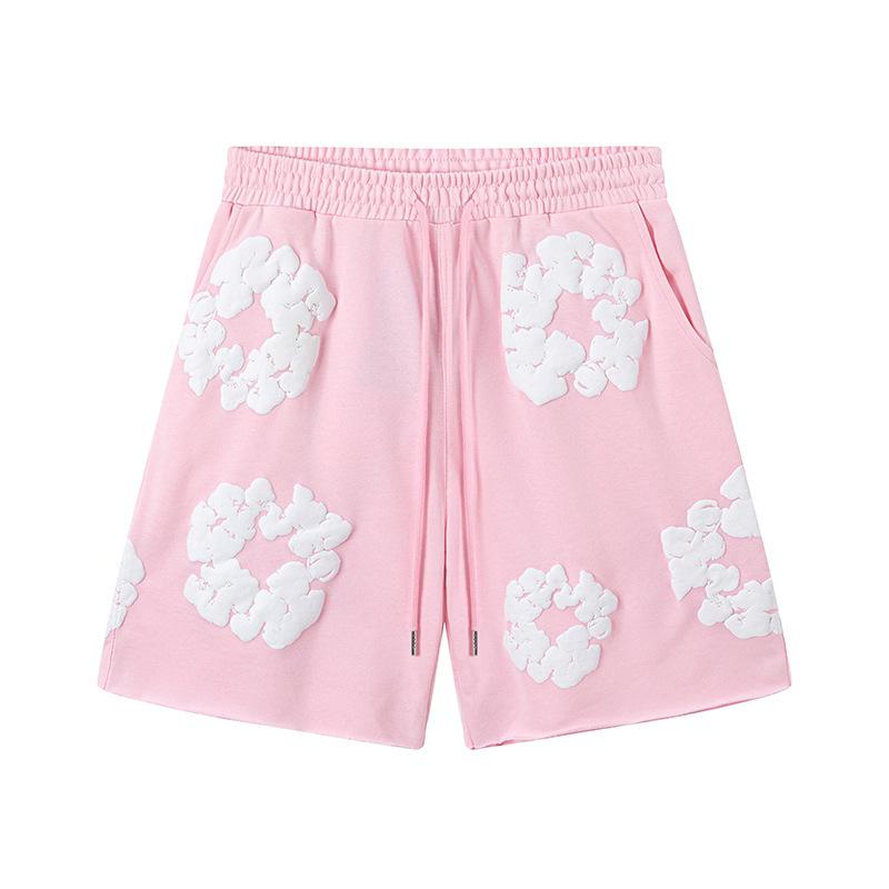 New Trendy Short-sleeved Short-pants Set with Foam Printing - Suitable for Both Men and Women, for Casual Wear.