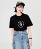 QUTON Signature Flower Oversized Heavy Short Sleeve T-Shirt_Black