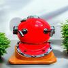 45.72 Cm Red Mark V Diving Helmet with Wood Base Nautical Decor Deep Sea Diver Helmet Maritime Collectible Steampunk Gift Man Cave Decor