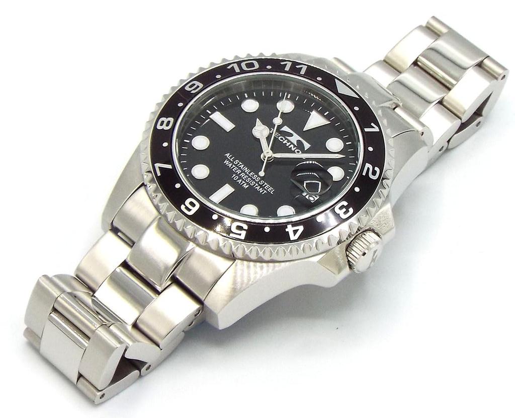TECHNOS divers watch, stainless steel, rotating bezel, black, TASM419ASB [Used]