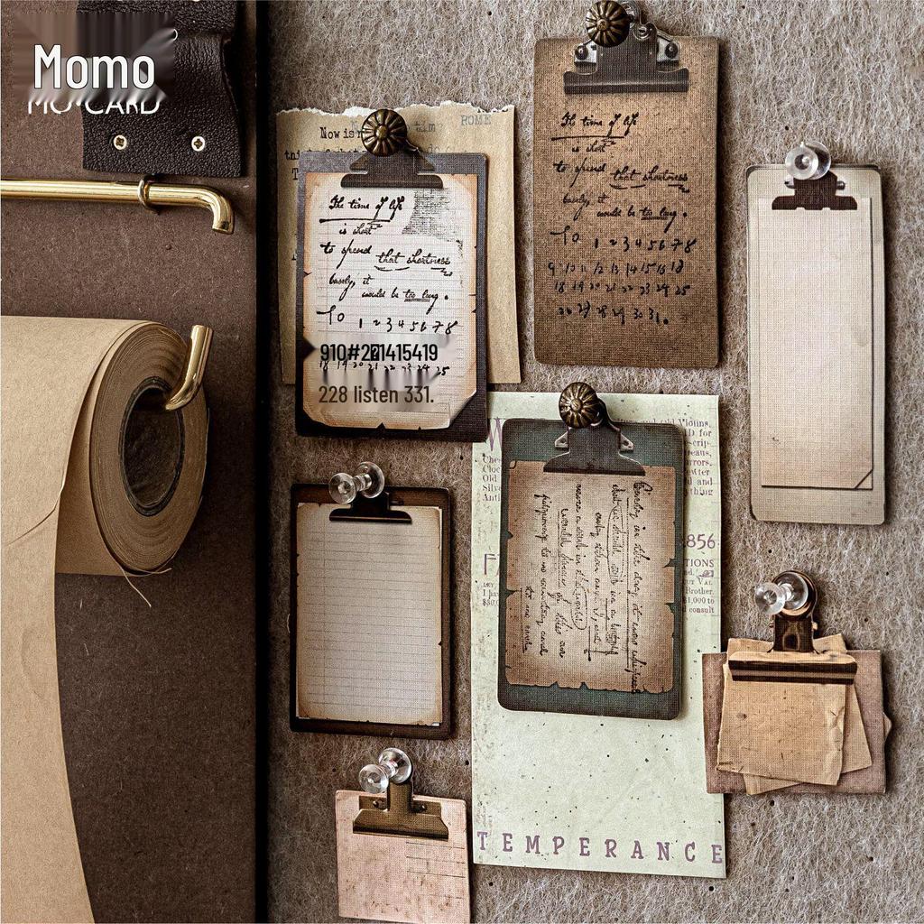 MòMòBái Retro Kraft Paper Stickers: Handmade Decorative Collage in 6 Styles