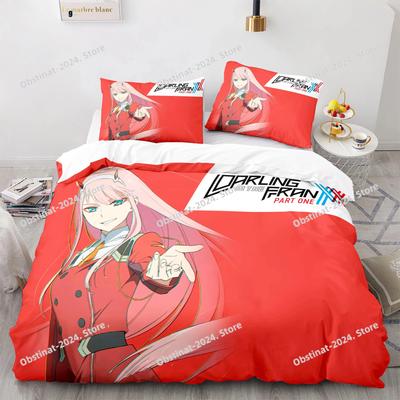 Darling In The Franxx Bedding Set Printed With Pillowcase Bed Duvet Cover Single Double Queen Super King Size Aldult Kid Bedroom