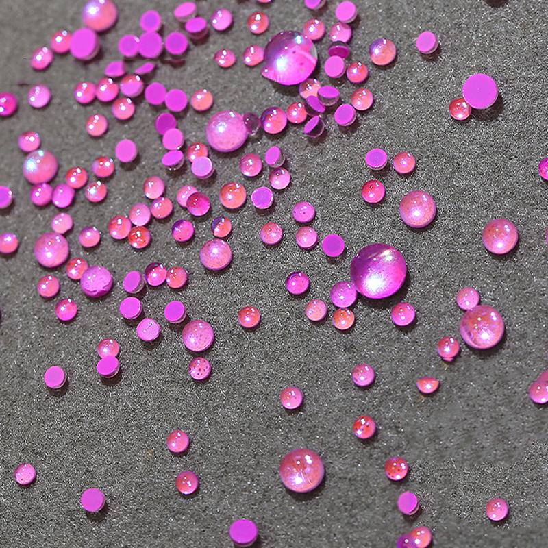 100 Stück Gemischte Größe Aurora Meerjungfrau Perlen Nailart Dekoration Sommer Teile Bunte Macaron Blasenperlen Nagelanhänger DIY Maniküre