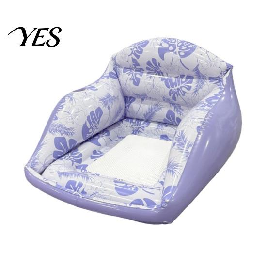 Inflatable Water Chair Pool Lounge with Cup Holder, Tropical Leaf Print Blow-up Float Holder Sofa for Adults, Swimming Party Beach Lake Essentials