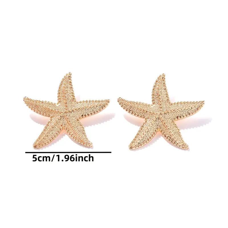 Wind Summer Fresh Ocean Shell 18k Gold Stainless Steel Starfish Earrings Earrings Jewelry