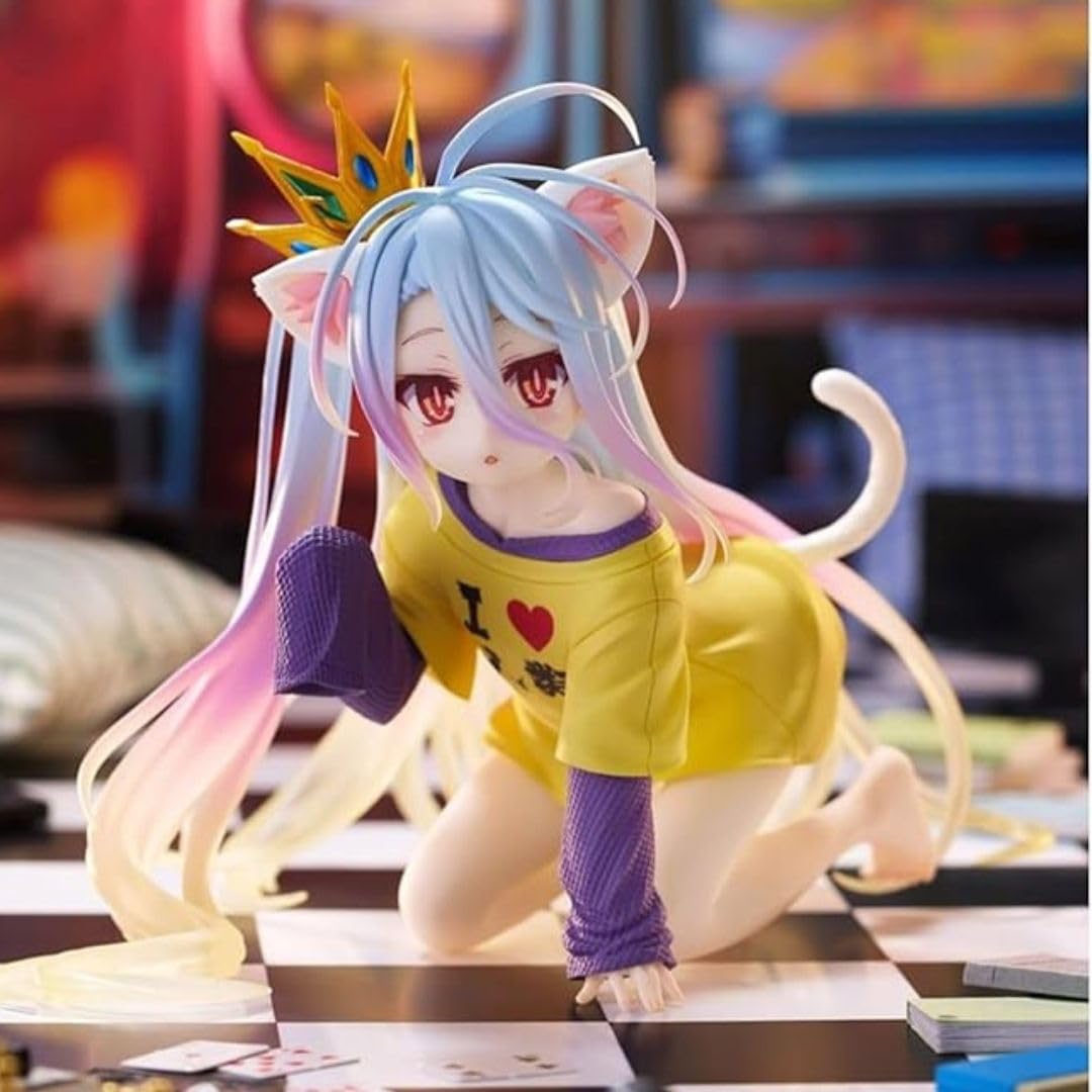 

No Game No Life Desktop Cute Shiro Figure Cat Ear T-Shirt Ver. Official Figure Approx. 13cm