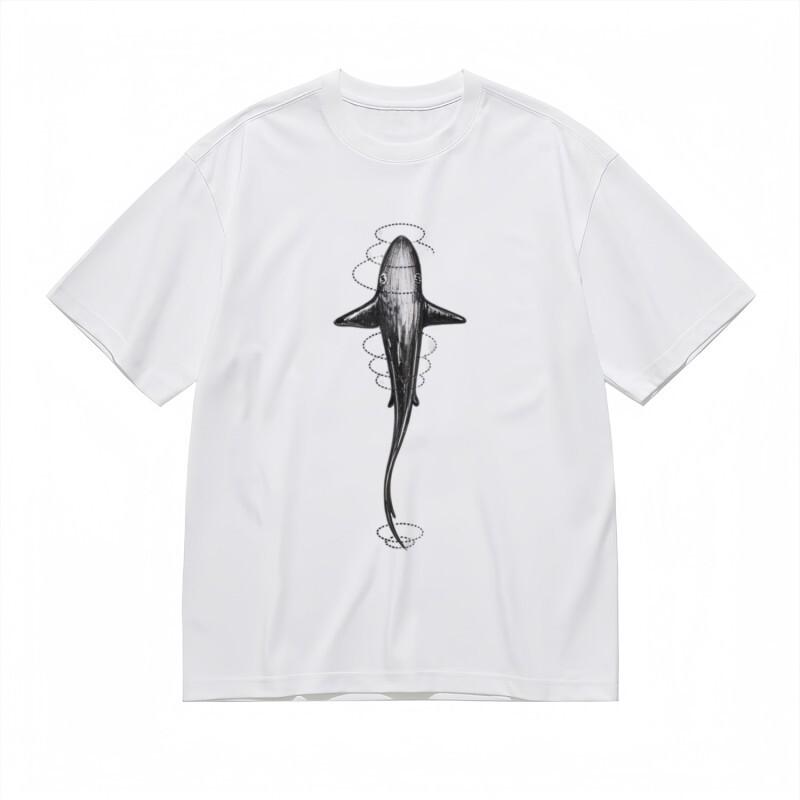 Men's Comfortable Classic T-Shirt Minimalist Shark Silhouette Design Tee