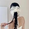1PC Korean- tyle Dongdaemun-Inspired Lace and Pearl White Sheer Chunky Hair Scrunchie, Sweet and Gentle Hair Accessory for Women