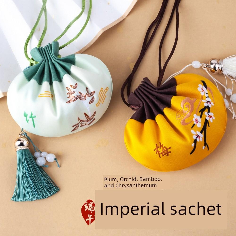 Dragon Boat Festival Fragrance Sachet Empty Bag Handmade DIY Hanging Ornament Mosquito Repellent Bag Mugwort Vintage Style Embroidered Empty Pouch