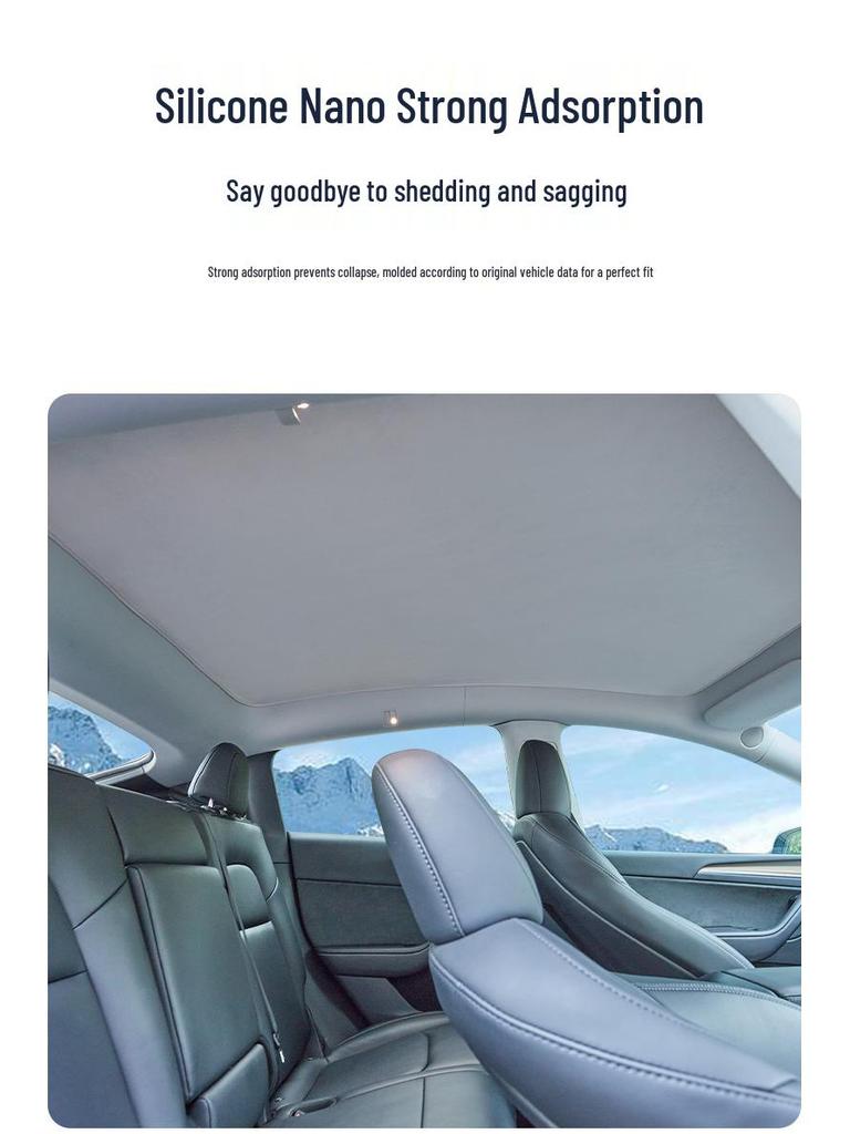 Tesla Model YL Sunroof Electrostatic Sunshade: Sun Protection and Heat Insulation for Panoramic Roofs